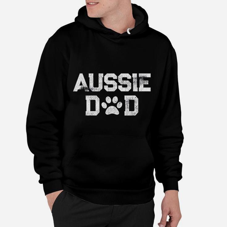 Retro Aussie Dad Paw Print Australian Shepherd Dog Gift Hoodie