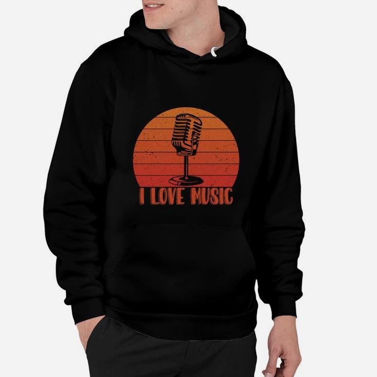 Retro I Love Music Gift Idea For Music Lovers Hoodie
