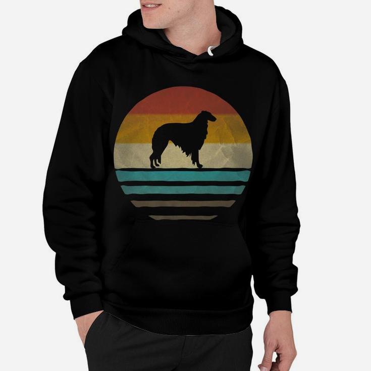 Retro Vintage Sunset Borzoi Dog Breed Lover Silhouette Gift Hoodie