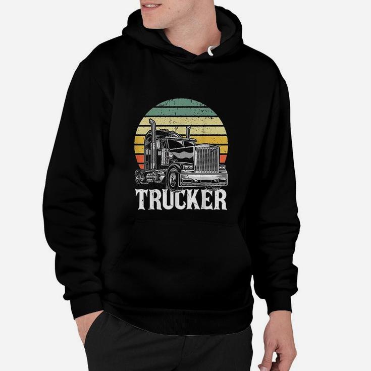 Retro Vintage Trucker Big Rig Semi-trailer Truck Driver Gift Hoodie