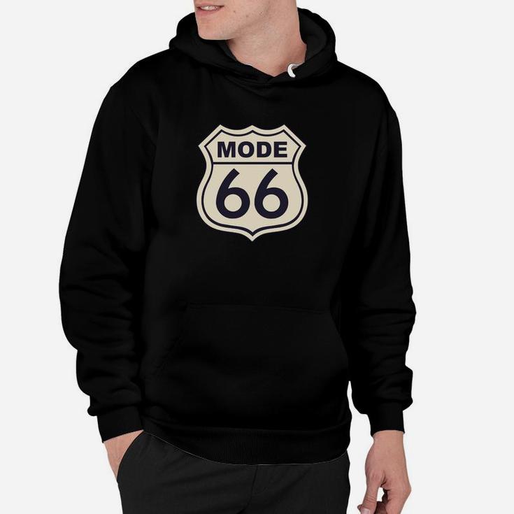 Route 66 Stil Herren Hoodie, Schwarz mit Vintage-Nummernschild-Design