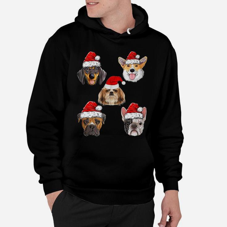 Santa Hat Dog Christmas Tree Funny Christmas Gifts Hoodie