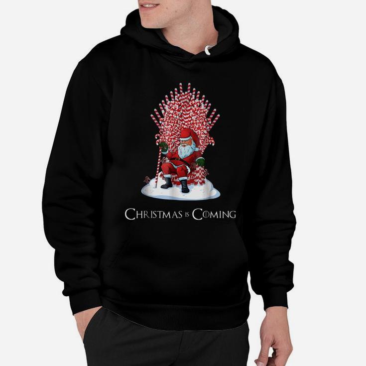 Santa On Candy Cane Throne Funny Christmas Hoodie