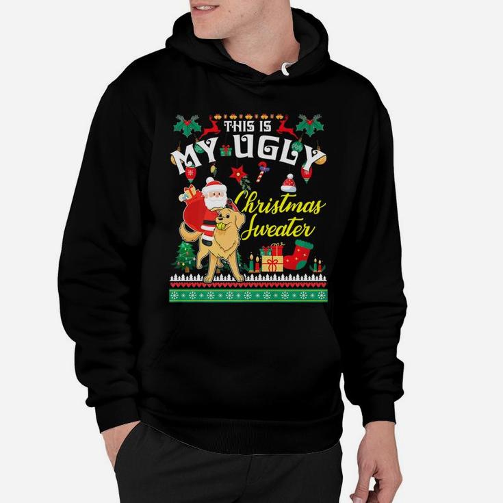 Santa Riding Golden Retriever This Is My Christmas Sweater Hoodie