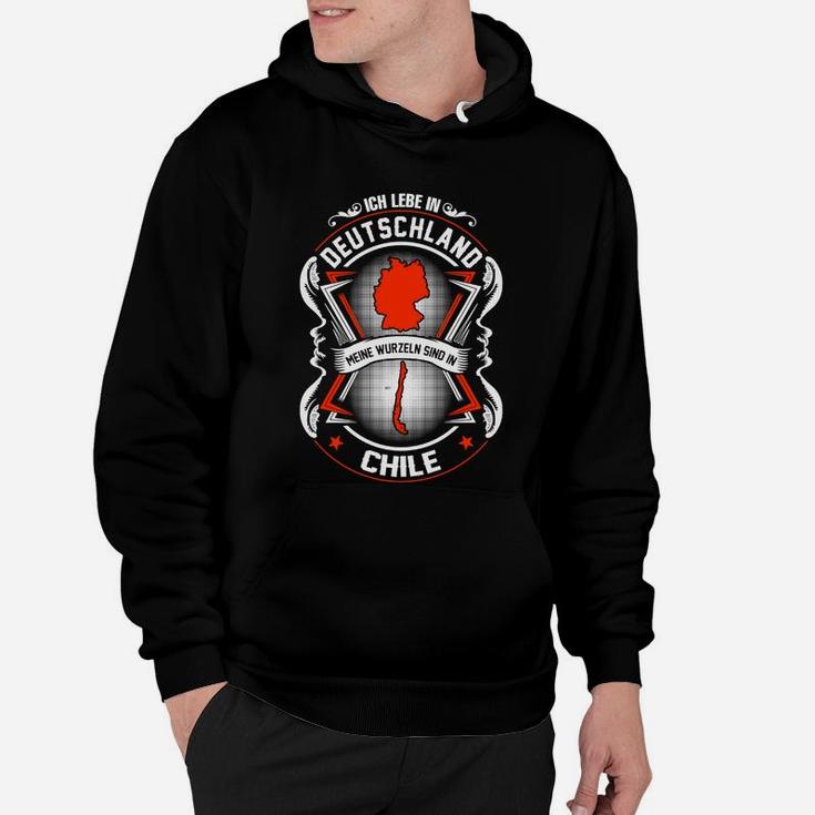 Schwarz Deutschland-Chile Freund­schafts-Hoodie, Wappen-Design