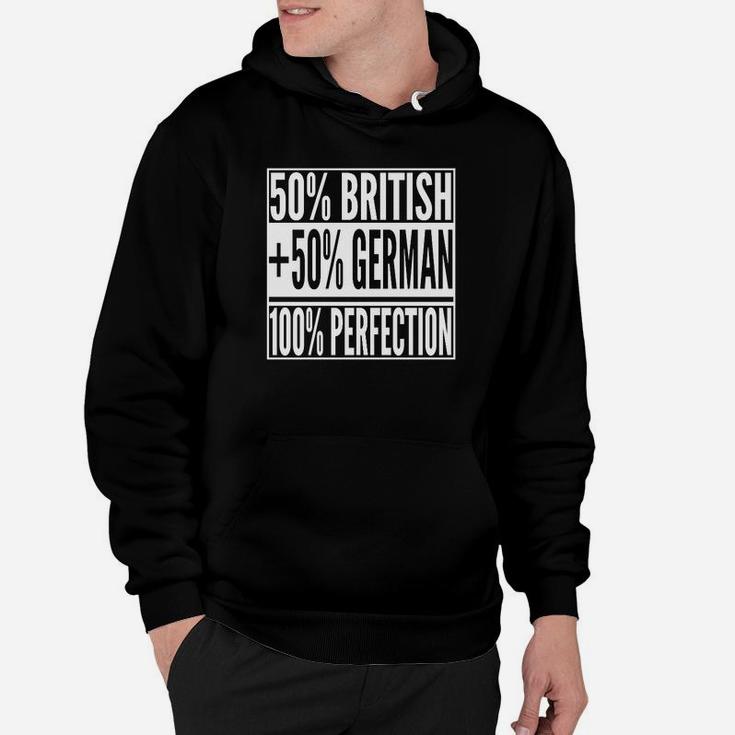 Schwarz Hoodie 50% British, 50% Deutsch = 100% Perfekt