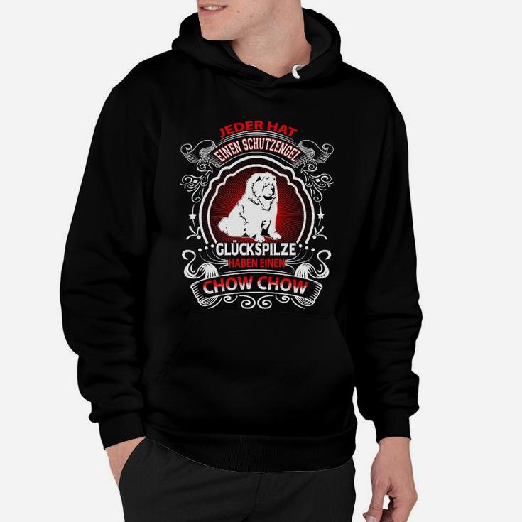 Schwarzes Chow Chow Hoodie, Schutzengel Spruch für Hundefreunde