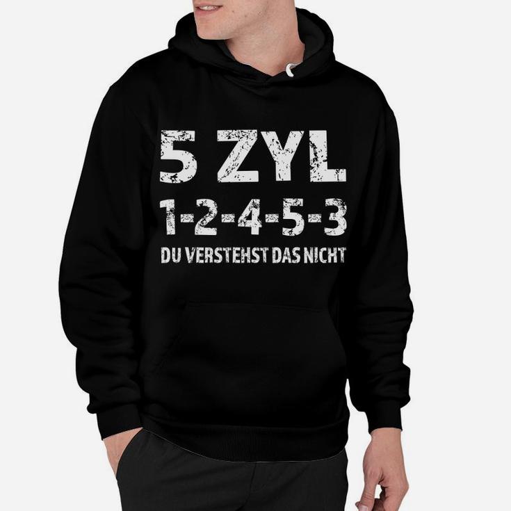 Schwarzes Hoodie Auto-Motorentyp 5 ZYL 1-2-4-5-3 für Autoenthusiasten