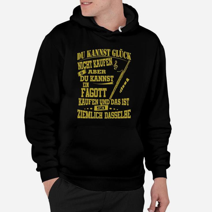 Schwarzes Hoodie Glück & Fagott Design, Lustiges Spruch-Hoodie