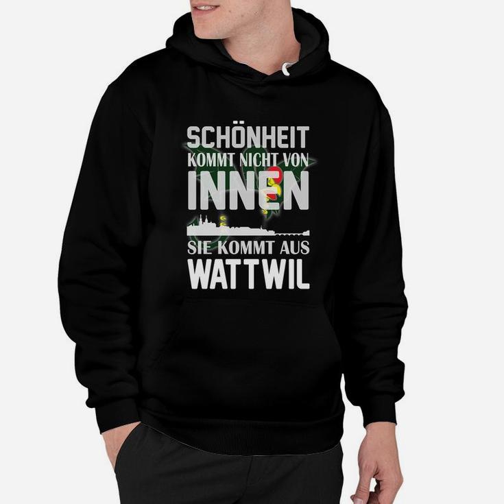 Schwarzes Hoodie mit Wattwil-Spruch, Humorvoller Aufdruck