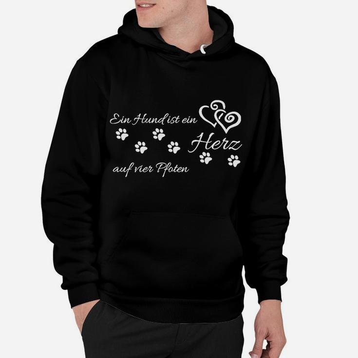 Schwarzes Hundeliebhaber Hoodie mit Herz-Pfoten-Design, Geschenk für Hundefreunde