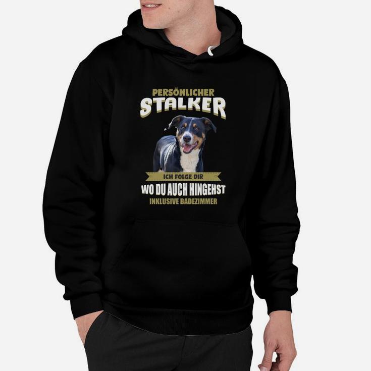 Schwarzes Hundemotiv Hoodie Persönlicher Stalker, Lustiges Tierfreund-Hoodie