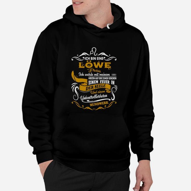 Schwarzes Löwe Sternzeichen Hoodie, Motiv mit Sprüchen