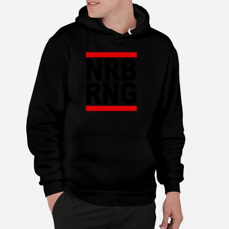 Schwarzes NRB RNG Grafik-Hoodie mit rotem Streifen-Design