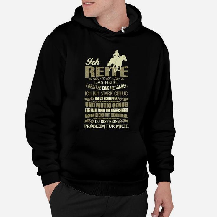 Schwarzes Reiter Hoodie, Lustiger Spruch & Pferdegrafik