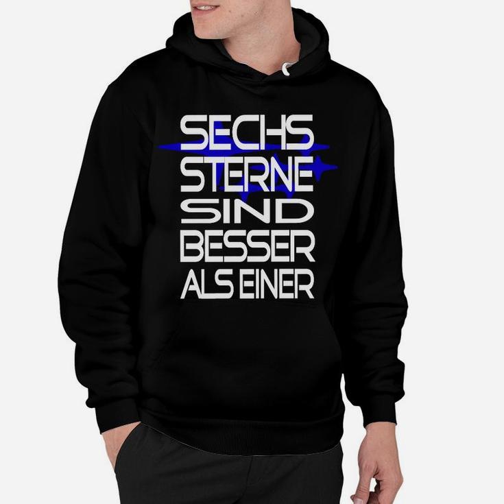 Sechs Sterne Schwarzes Hoodie, Grafik Tee mit Spruch