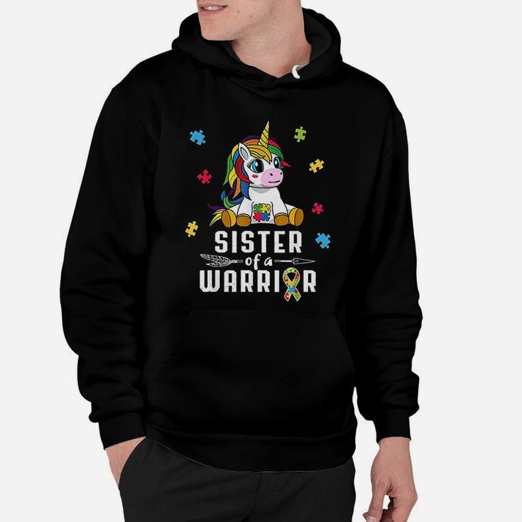 Sister Of A Warrior Cute Unicorn Puzzle Ribbon Hoodie