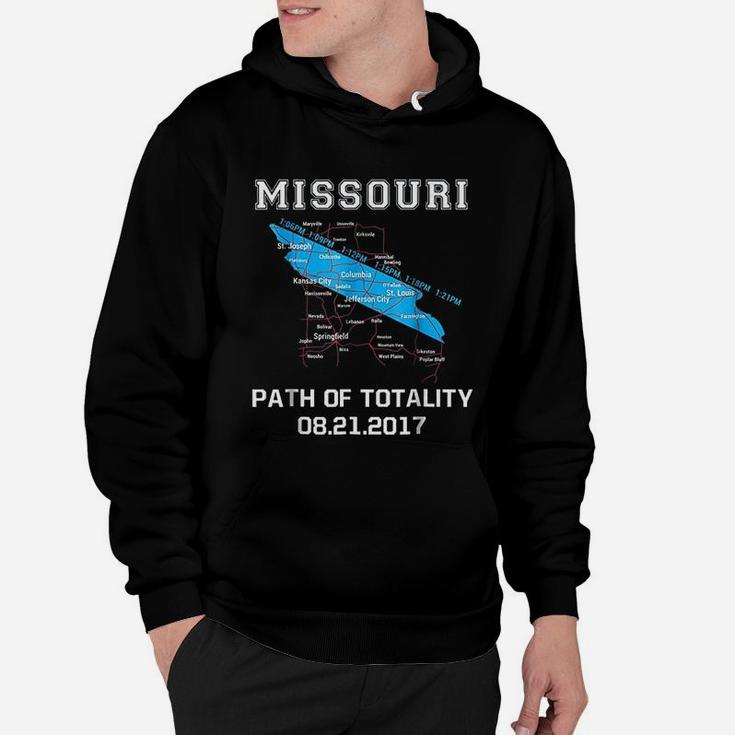 Solar Eclipse Missouri Road Map Path Of Totality Hoodie