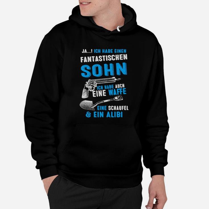 Spaßiges Vatertag-Hoodie mit Fantastisch Sohn, Schaufel & Alibi Motiv