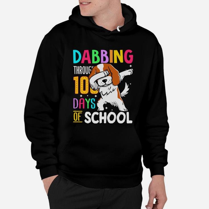 Spaniel Dabbing Through 100 Days Of School Colorful Dog Lovers Funny Student Hoodie