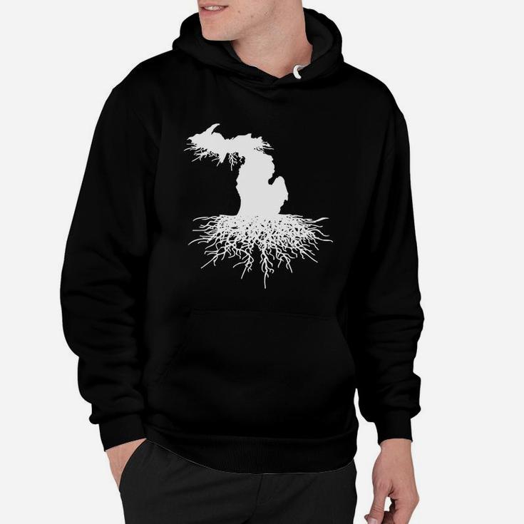 State Of Michigan Rooted Vector Roots Silhouette Hoodie