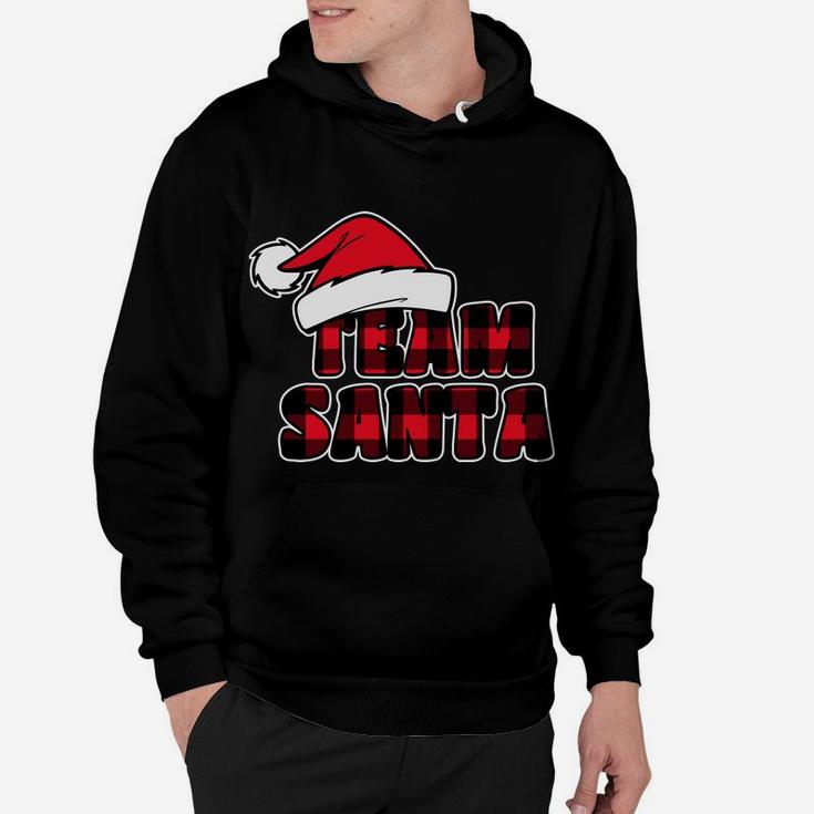 Team Santa Christmas Buffalo Red Plaid Xmas Santa Hat Hoodie