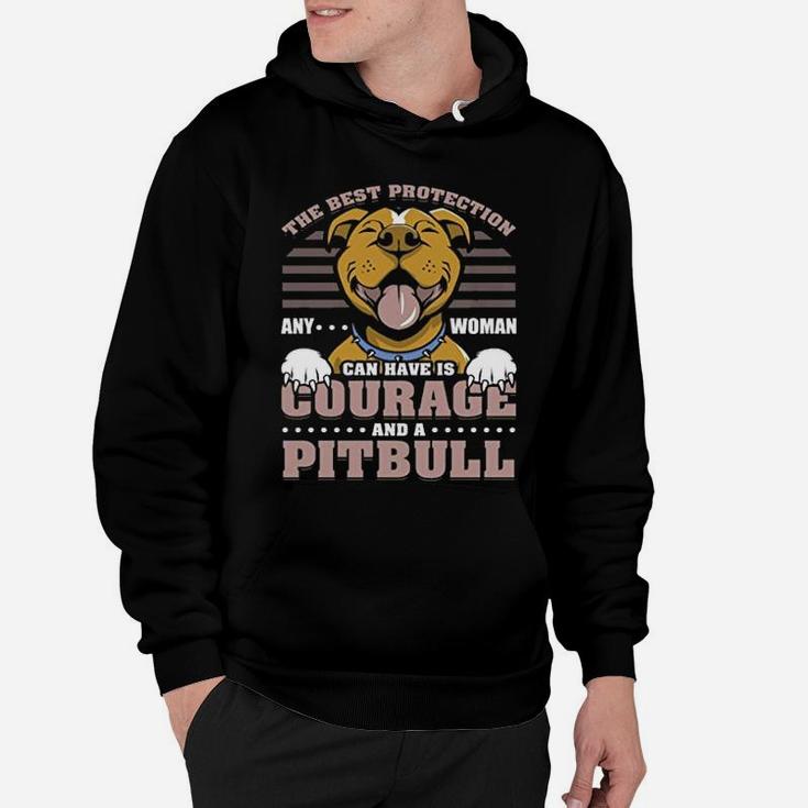 The Best Protection Any Woman Can Have Is Courage And A Pitbull Print On Back Hoodie