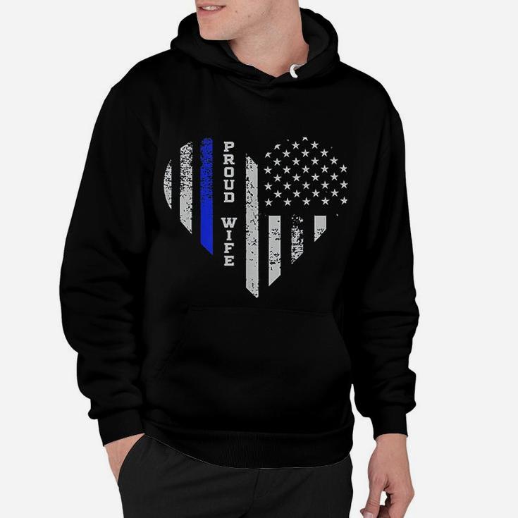 Thin Blue Line Heart Wife Of Police Proud Usa Hoodie