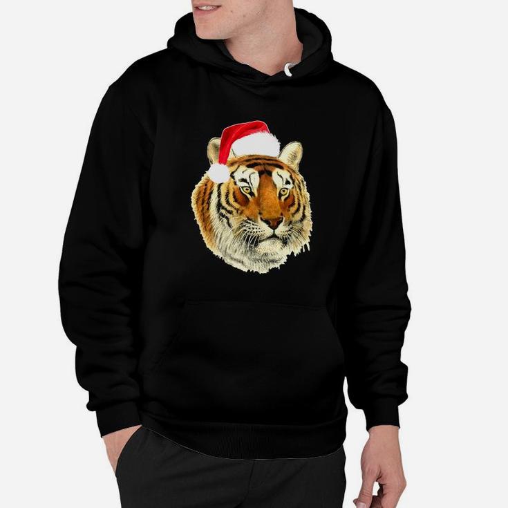 Tiger With Santa Hat Funny Christmas T-shirt Hoodie