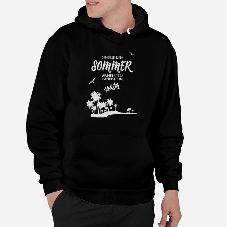 Tropical Summer Vibes Herren Hoodie, Schwarz mit Palmen-Print