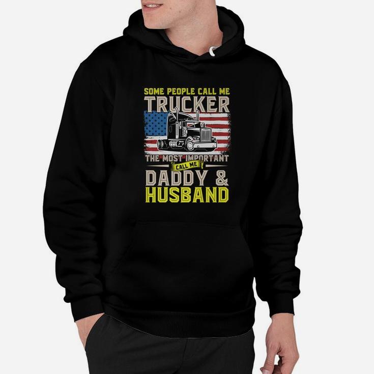 Truck Driver Gift Trucker Daddy Husband Us Flag Hoodie