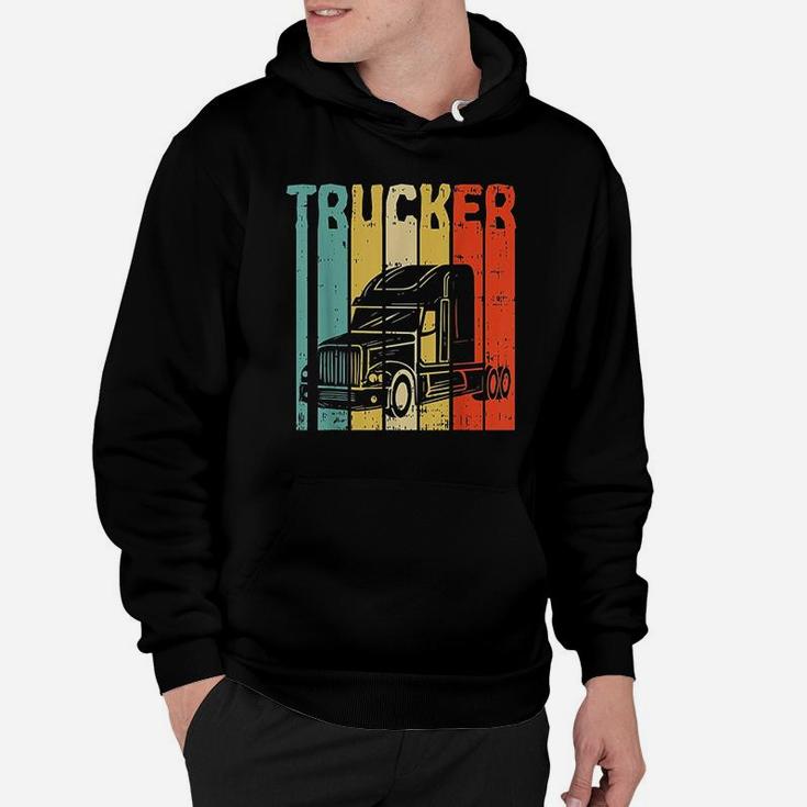 Trucker Retro Truckin Big Rig Semi Trailer Truck Driver Gift Hoodie