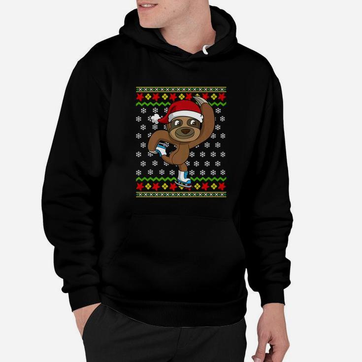 Ugly Christmas Sweater Kids Sloth Ice Skating Gift Hoodie