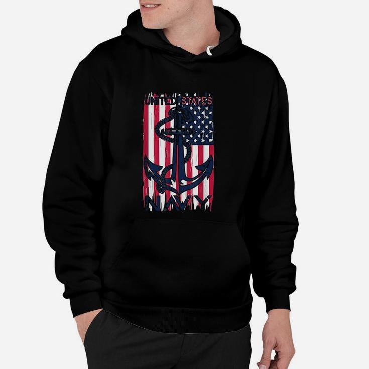 Us Navy Flag With Anchor For Navy Veterans And Soldiers Hoodie