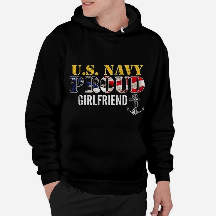 Us Proud Navy Girlfriend With American Flag Military Veteran Hoodie