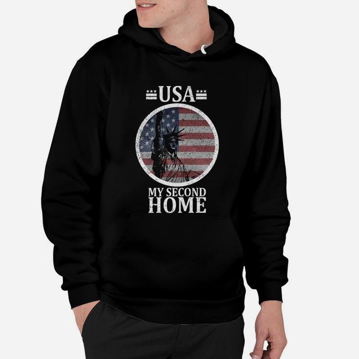 USA-Themen-Hoodie im Vintage-Look, My Second Home mit Amerikanischer Flagge