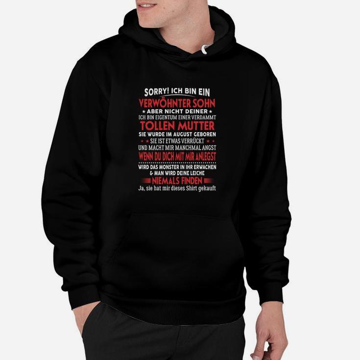 Verwöhnter Sohn Schwarzes Hoodie mit Spruch, Humorvolles Tee