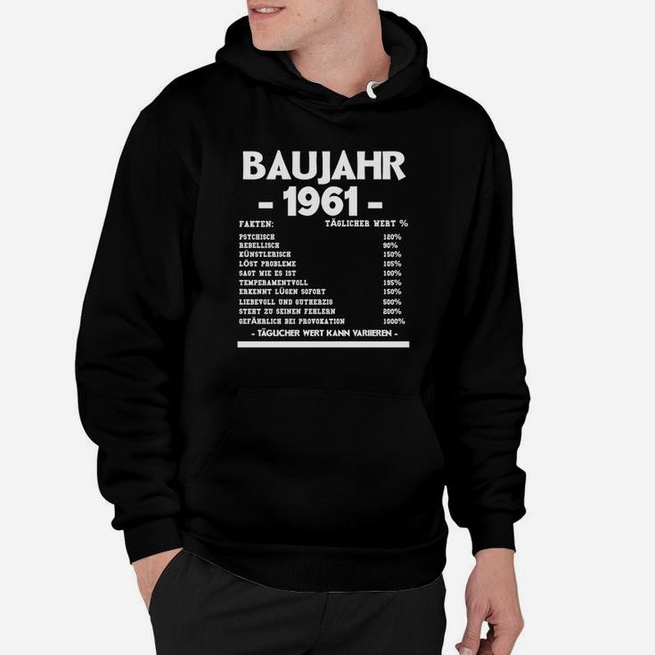 Vintage Baujahr 1961 Hoodie mit Lustigen Geburtstagssprüchen