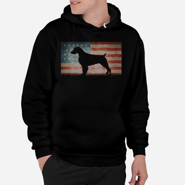 Vintage Best Brittany Spaniel Dog Dad Ever American Flag T-shirt Hoodie