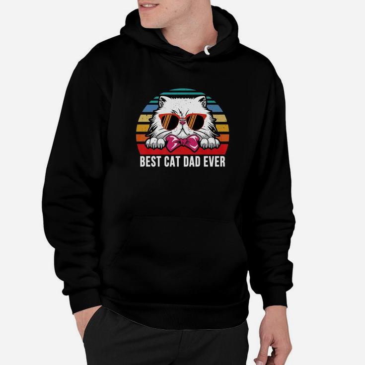 Vintage Best Cat Dad Ever Retro Funny Cat Daddy Father Gift Premium Hoodie