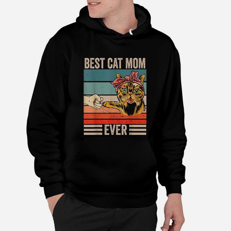 Vintage Best Cat Mom Ever Bump Fist Mothers Day Gifts Hoodie