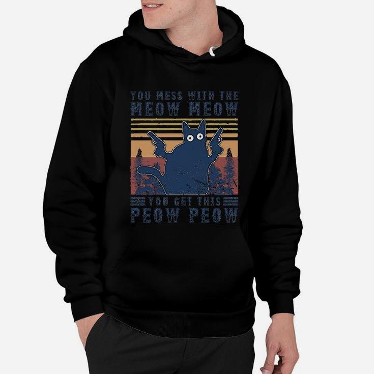 Vintage Black Cat You Mess With The Meow Meow Hoodie