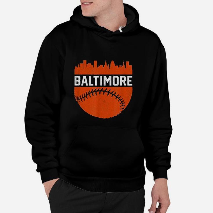Vintage Downtown Baltimore Skyline Baseball Hoodie