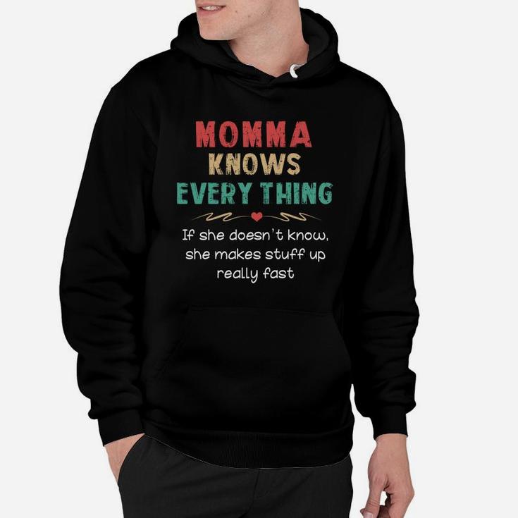 Vintage Momma Knows Everything Quote Black Funny Hoodie