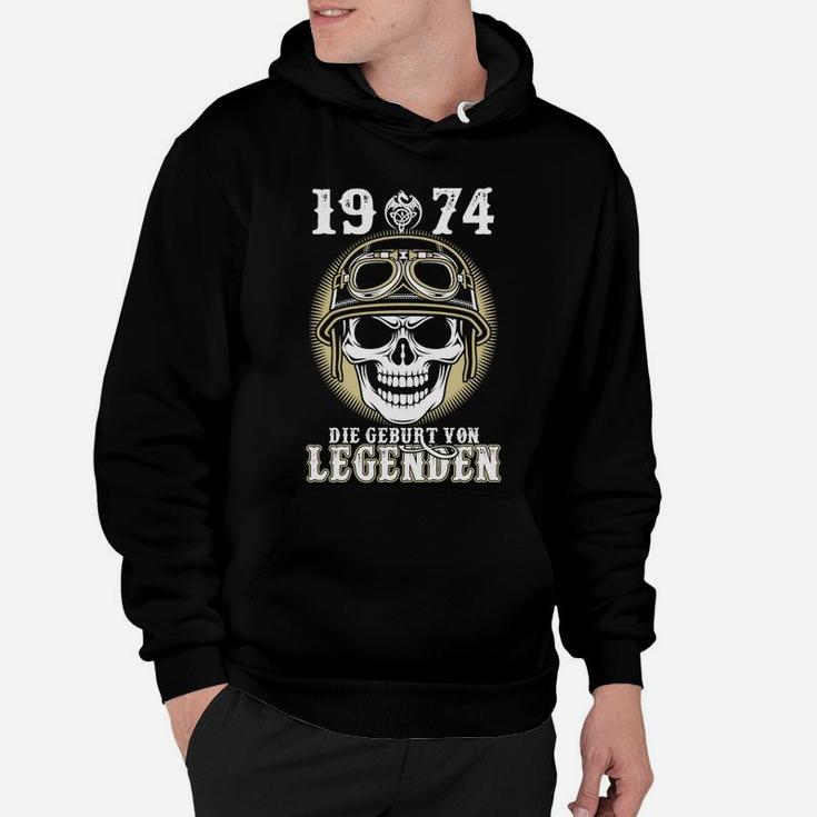 Vintage Schädel 1974 Legendengeburt Hoodie, Retro Design