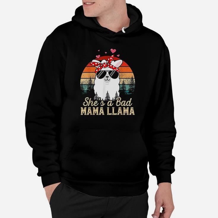 Vintage Sunset Shes A Bad Mama Llama Funny Mother Days Hoodie