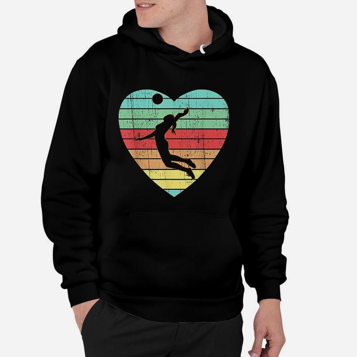 Vintage Valentines Day Heart Gifts Volleyball Player Girl Hoodie