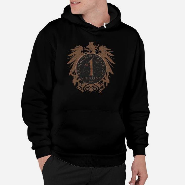 Vintage Wappen-Design Herren-Hoodie in Schwarz, Retro-Stil Tee