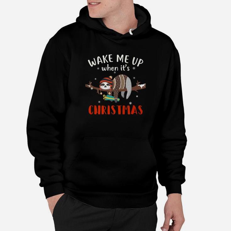 Wake Me Up When Its Christmas Funny Sloth Christmas Hoodie