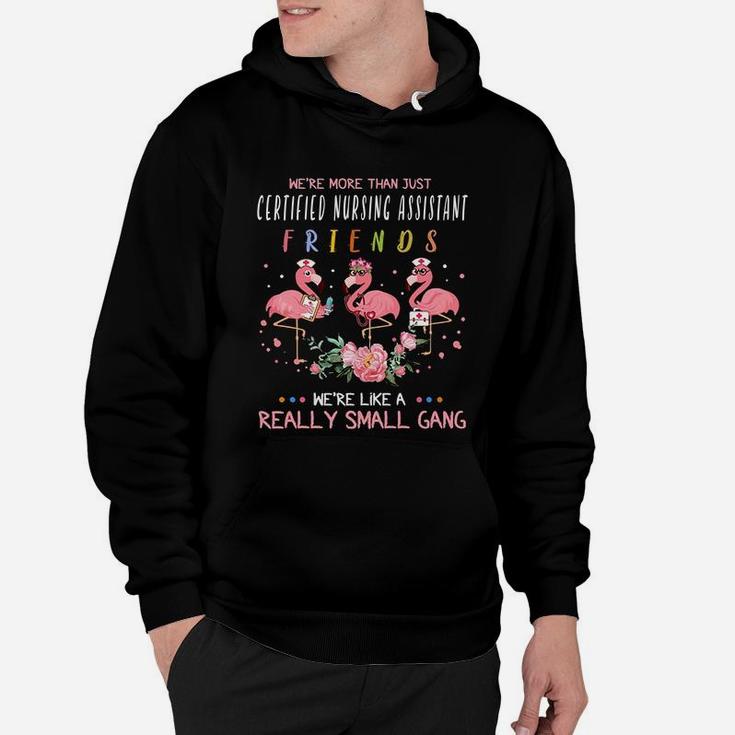 We Are More Than Just Certified Nursing Assistant Friends We Are Like A Really Small Gang Flamingo Nursing Job Hoodie